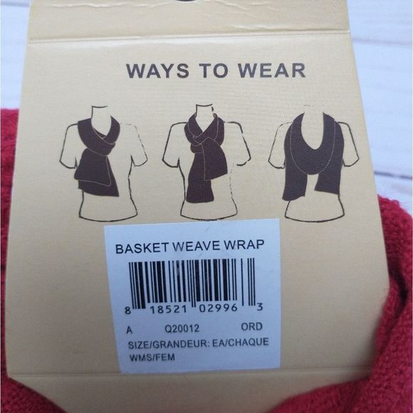 NWT Woolrich Basket Weave Red Wrap - Picture 4 of 4